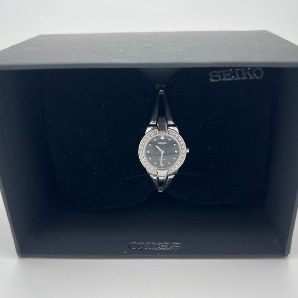 Seiko Women's Core 22mm Steel & Crystal Solar Black Dial Analog Watch - Picture 5 of 5